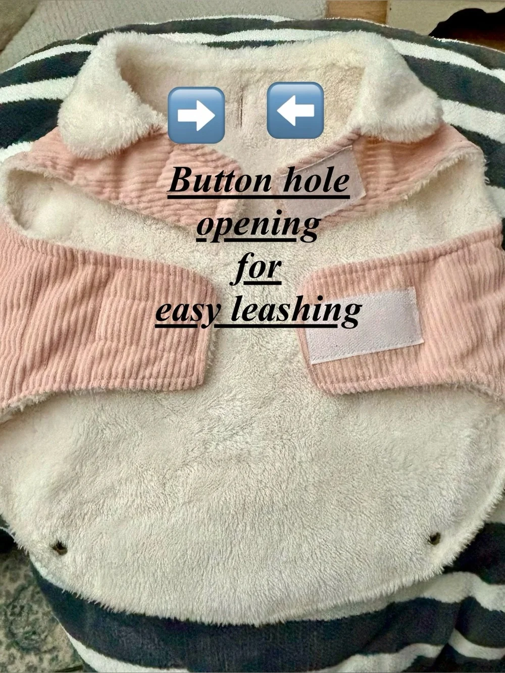 Cozy-Pink Corduroy Dog Coat with Faux Fur Collar
